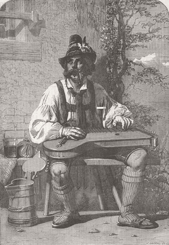 AUSTRIA. A Tyrolese Composer 1854 old antique vintage print picture